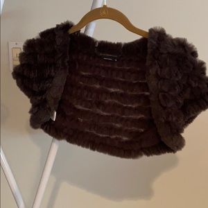 BCBGmaxazria brown rabbit fur shrug